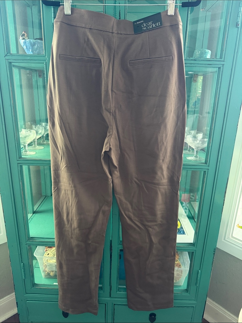 Dear Scarlett Taupe Straight-Leg High-Rise Pants NWT - Picture 4 of 6